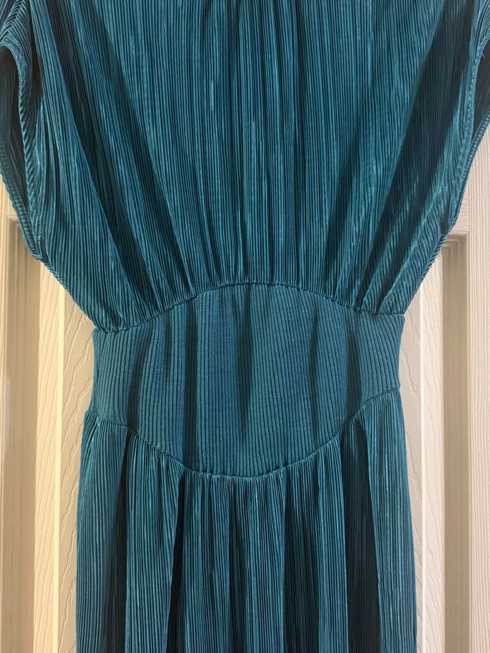 ZARA teal blue pleated midi dress, size S.